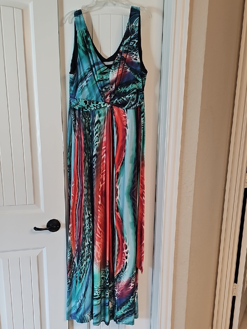 NY Collection Vibrant Multi-Color Maxi Dress - Sleeveless V-Neck